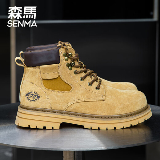 Semir Martin Boots Мужская высокая версия подлинная кожаная осень и зимняя новая рабочая одежда для женщин для женщин открытые пары не могут победить большие желтые ботинки для женщин желтые коричневые 42 мужчины.