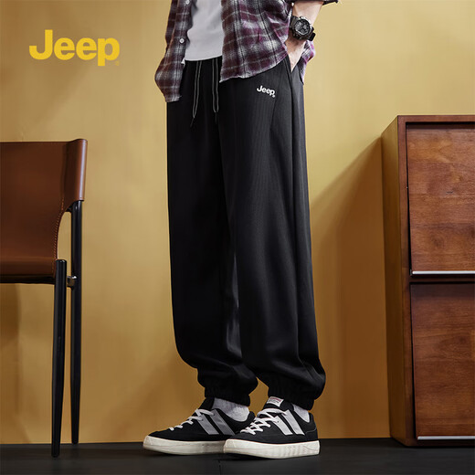 Jeep (JEEP) Jeep sweatpants men's spring and autumn loose-fitting sweatpants autumn fashion brand casual trousers boys' pants Y pure black XL