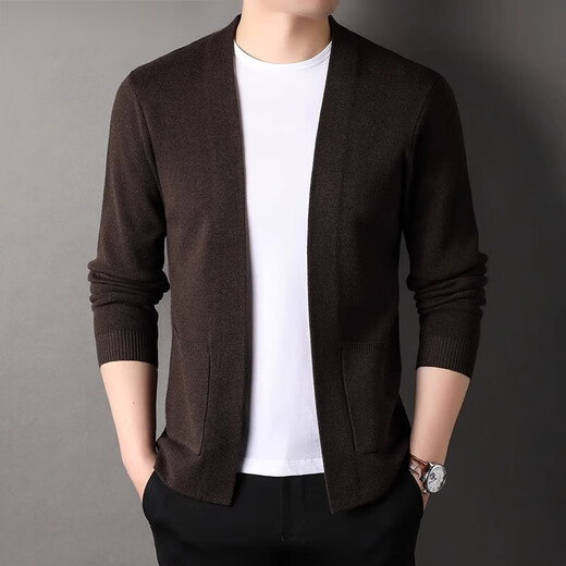 News bird sweater men's knitted cardigan in spring and autumn new style middle-aged and young people solid color fashionable versatile pure sweater jacket for men dark gray hpl-a32321 XL 175
