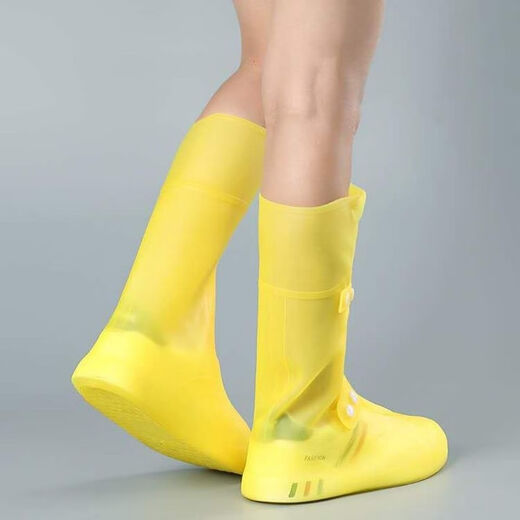 防水鞋套男雨鞋套女硅胶雨天防雨脚套高筒防滑加厚耐磨便携雨靴套 高筒茶咖色【升级加高加厚款】590 XL码【40-41码】高弹性勿加大
