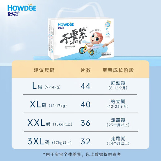 好之（Howdge）不要紧拉拉裤婴儿学步裤 尿不湿 干爽成长裤 线下超市同款 拉拉裤XXL码36片（15kg以上）