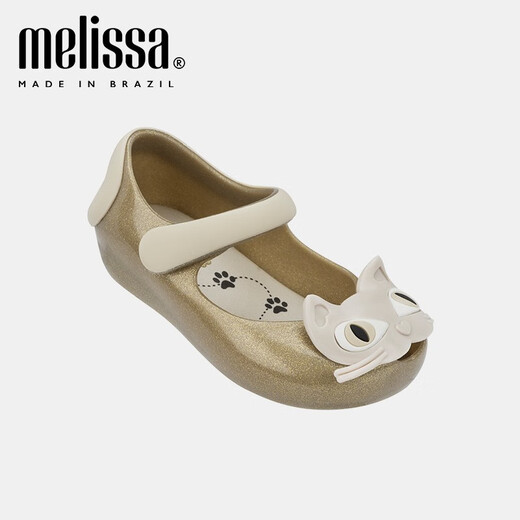 Melissa Cartoon Kitten Fish Mouth Velcro Fashion Casual Children's Shoes 30901 Black/Pink 21 (Inner Length About 12.5cm)