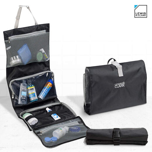 Lewis N. Clark portable folding travel toiletry bag, 4-part waterproof storage, a must-have for outdoor business trips