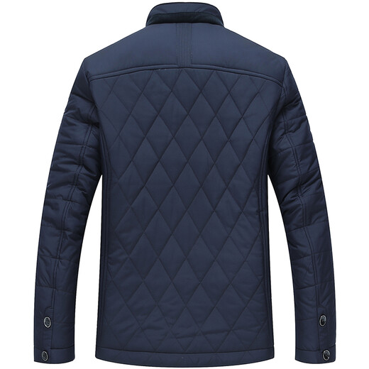 Hengyuanxiang Veste en coton pour hommes collier de couleur de couleur unie en automne et en coton chaud de veste de coton moyen portant des affaires veste en coton pour hommes décontractés 9274 Bleu L (175)