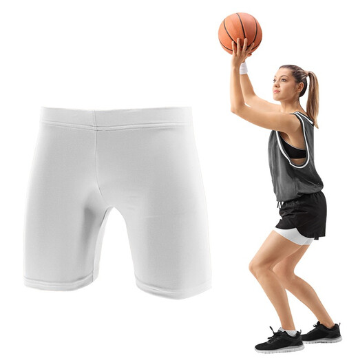 Women's solid color quick-drying bottoming thin sports fitness elastic yoga tight protective tackle three-point shorts multi-color white women's L suitable for 165-175CM60-70KG