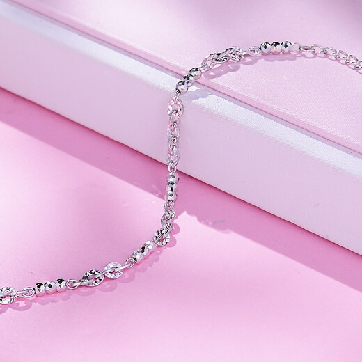 Yuan Shengfu's new PT950 fashionable fancy transfer bead platinum bracelet, women's simple platinum bracelet, 4.36 grams, length 15.5-17.5 cm