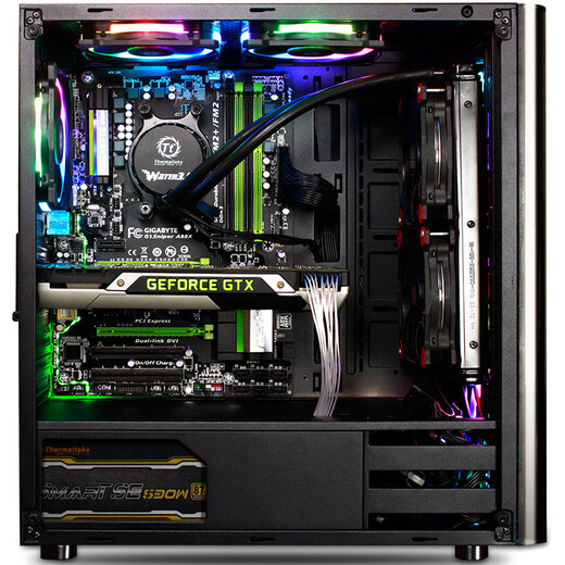 TT (Thermaltake) QiHanger V3 Black Chassis Water Cooled Computer Wirt (Temperierte Glas Seitenübertragung/Vorderspiegel Panel/Stütze ATX/unterstütztes wassergekühltes/unabhängiges Power Tank)
