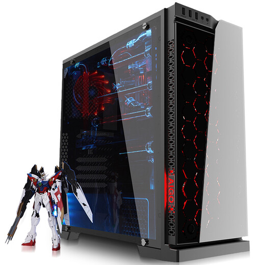 Patriot (aigo) Shadow Computer Case Desktop (with 3 luminous fans/support ATX motherboard/cellular glass panel/backline/side translucent chassis/multi-hard disk)