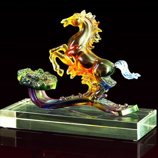
Jixiangyuan high-end glass jade horse Ruyi ornaments, max crafts, office table decoration, living room home decoration company opening gift customization for elder colleagues and leaders, max ruyi