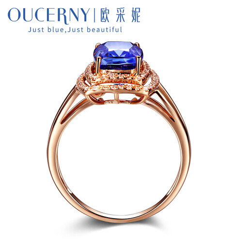 Ottieni Schmuck 3.75 Karat Tansanit Ring 18K Roségold Frauen eingelegtes Diamant Customized 7-10 Tage 18K Roségold müssen angepasst werden
