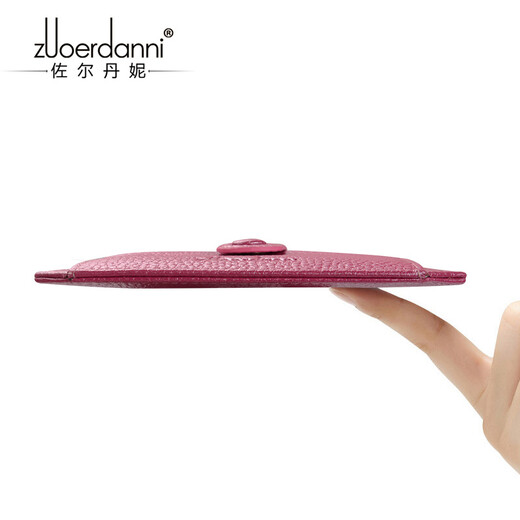 Zordani, bolsa de tarjeta doble, nueva bolsa de tarjeta pequeña ultra delgada para mujeres, billetera de mini cupón de tarjeta de tarjeta de vaca, bolsa de tarjeta de visita femenina 1021 rosa