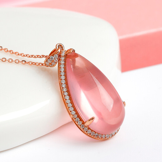 Avani Necklace Women's 18K Gold Diamond Hibiscus Pendant Water Drop Shape Rose Gold Necklace Water Drop Luxury Pendant