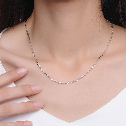 I love diamond network PT950 platinum necklace women's platinum necklace clavicle chain O-shaped chain gift, about 42cm 2.4-2.6g