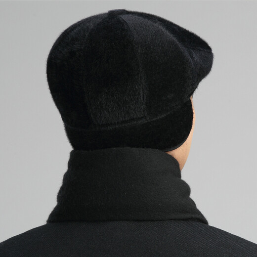 An Zhenyi middle-aged and elderly men's winter thickened velvet warm ear protection old man's hat dad and grandfather duck cap, thickened velvet, ear protection included, black, one size fits all
