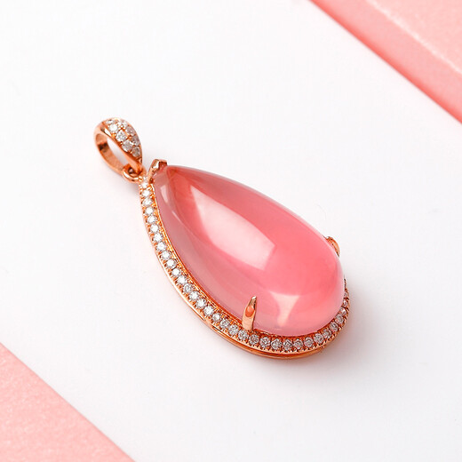 Avani Necklace Women's 18K Gold Diamond Hibiscus Pendant Water Drop Shape Rose Gold Necklace Water Drop Luxury Pendant