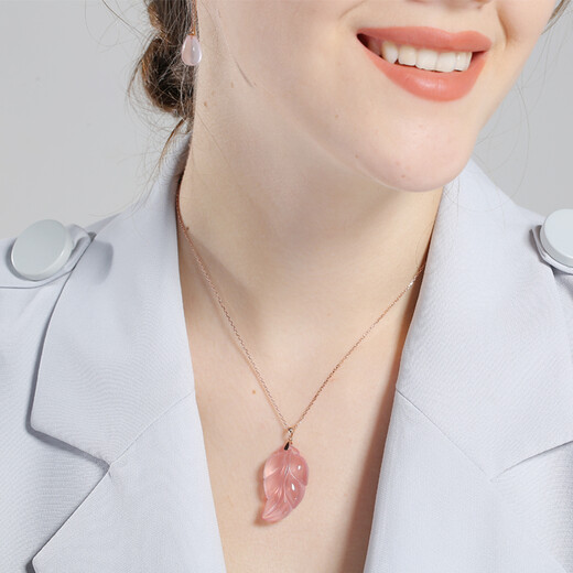 Avani Necklace for Women Rose Gold 18K Gold Pendant Pink Crystal Fox Buddha Pendant Bean Leaf Hibiscus Stone Gem Pendant 18K Gold Hibiscus Leaf Pendant in Stock