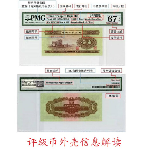 La deuxième série de RMB de Shanghai Wrangler, Liangyuan Baotashan Rating Second Edition 2 Edition Paper Currency Real Banknote Coin Collection Aucun 3457 PMG66E: 826-1898692