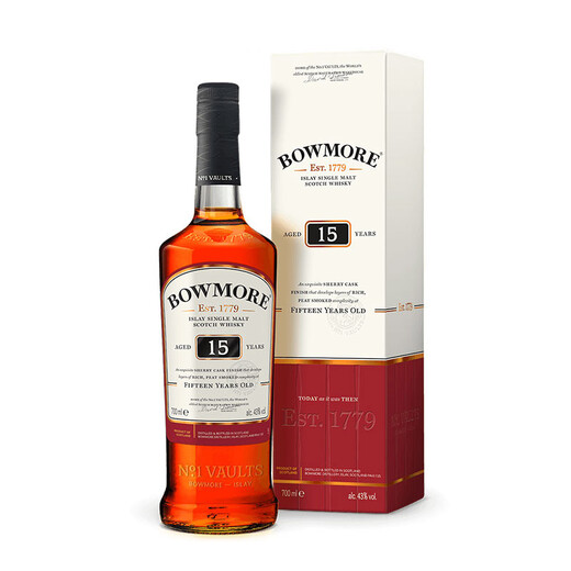 波摩（Bowmore）15年单一麦芽700ml 礼盒 苏格兰 艾雷岛 单一麦芽 威士忌 洋酒