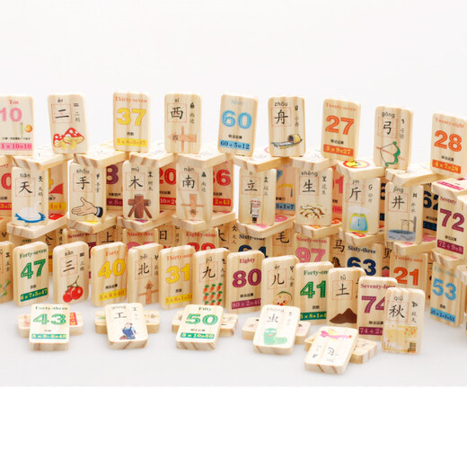 100 chinesische Charaktere Domino Kinder handbetriebene Gehirninformationen Spielzeug 1-2-3-6-Jährige Babys digitaler Alphabetisierung 100 doppelseitige digitale chinesische Charaktere Domino