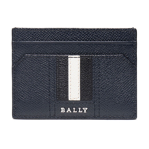 BALLY's new product men's leather card holder card holder bag THAR LT 17 dark blue black and white stripes