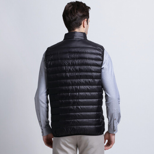 PAOLIDA Down Vest Men's 2020 Winter New Korean Style Slim Vest Stand Collar Lightweight Down Jacket Black XL
