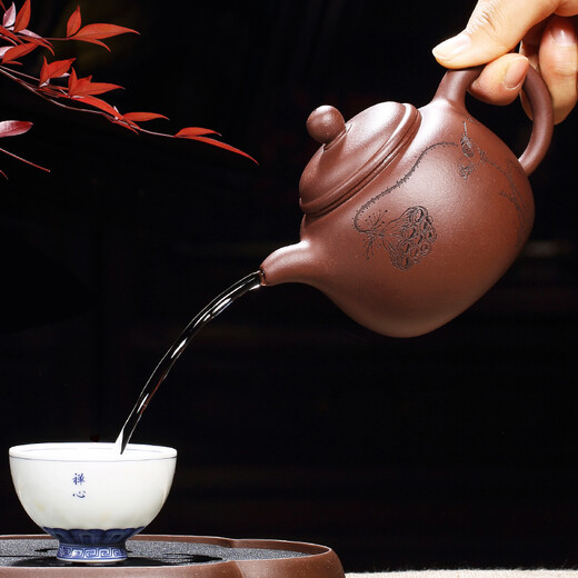 Hiding the world of pots, Yixing purple clay teapot, teacher Dai Chenguang’s pure handmade teapot, tea set, original mine, old purple clay, clear lotus and fragrance, clear lotus and fragrance