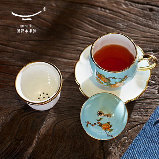 National porcelain Yongfengyuan auratic lady porcelain ceramic tea cup coffee cup water cup with cover filter tea office meeting cup tile cup