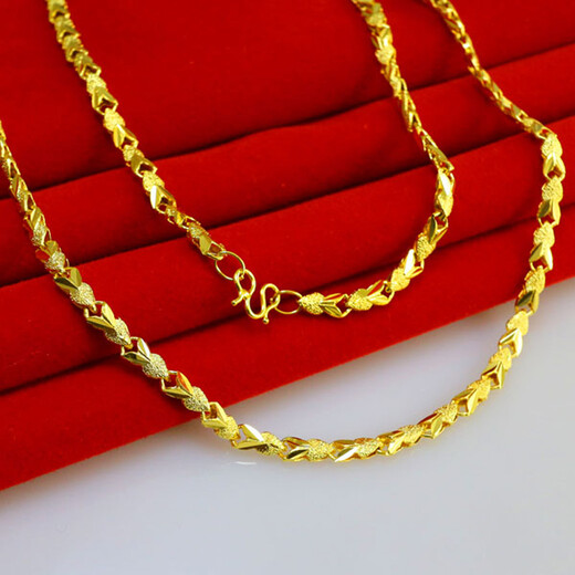 Qianying Jewelry Yellow Gold Necklace Women's Gold-plated Chain Ladies' Simulation Bridal Wedding Jewelry for Friends and Wife, Approximately 43-46 cm long 0.22