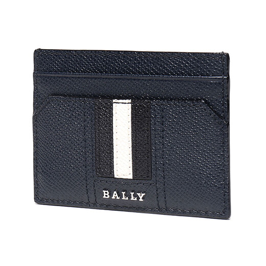 BALLY's new product men's leather card holder card holder bag THAR LT 17 dark blue black and white stripes