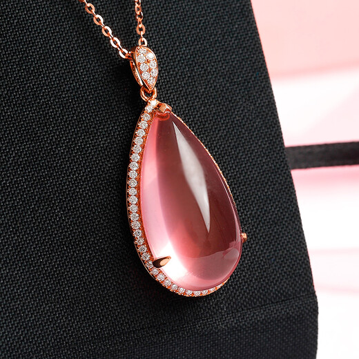 Avani Necklace Women's 18K Gold Diamond Hibiscus Pendant Water Drop Shape Rose Gold Necklace Water Drop Luxury Pendant