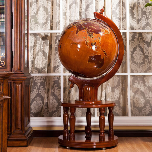Botong Solid Wood Globe Office Craft Ornament School Celebration Housewarming Company Celebration Mid-Autumn Festival Gift Floor-standing Ornament Diameter 63CM Height 1.4 Meters Solid Wood Ball Round Bottom