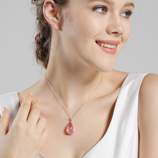 Avani Necklace Women's 18K Gold Diamond Hibiscus Pendant Water Drop Shape Rose Gold Necklace Water Drop Luxury Pendant