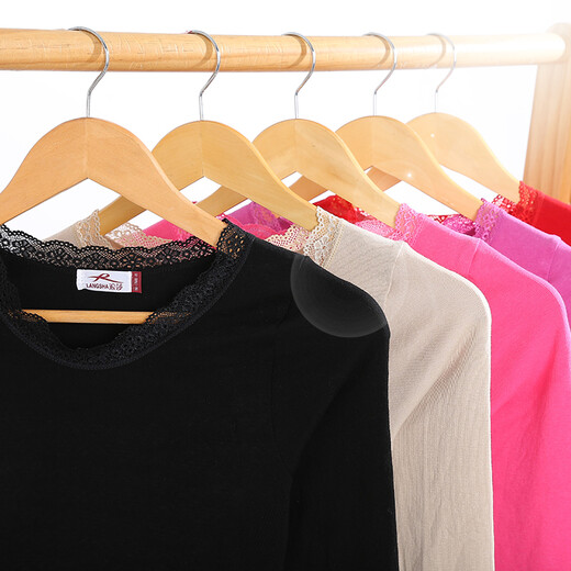 Langsha Autumn Clothes and Autumn Pants Women's Thin Cotton Comfortable Close-fitting Warm Underwear Set Women's Slim Bottoming Shirt Winter Black (Suitable for Height 160-170cm 80-130Jin Jin is equal to 0.5kg)