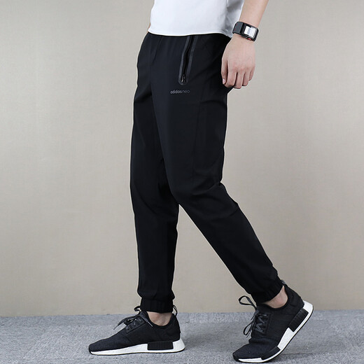 阿迪达斯 （adidas） 男裤 2025夏季新款运动裤针织卫裤黑色束脚长裤透气休闲裤子男 GK9226/黑色针织/单层束脚/主推 L