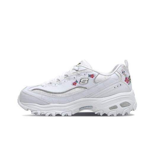 
Skechers Cage daddy shoes women's panda shoes embroidered thick sole heightened small white shoes casual and versatile season 11977-white/wht 35