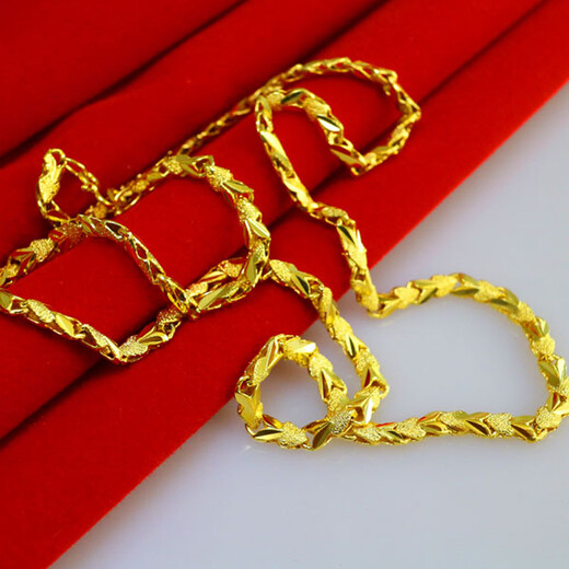 Qianying Jewelry Yellow Gold Necklace Women's Gold-plated Chain Ladies' Simulation Bridal Wedding Jewelry for Friends and Wife, Approximately 43-46 cm long 0.22