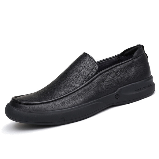 SDEP spring top layer cowhide business casual leather shoes soft leather soft sole large size small size non-slip wear-resistant men's shoes 3891 black leather inner lining 48 (290mm)
