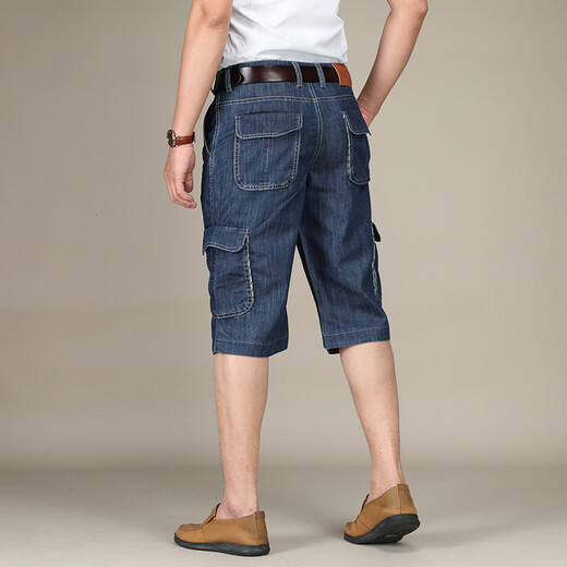 AIXCLASIC summer brand jeans men's shorts seven-point multi-pocket tooling loose straight wear-resistant large size outdoor thin model 753-1 (Part 2) 33 Counter genuine product