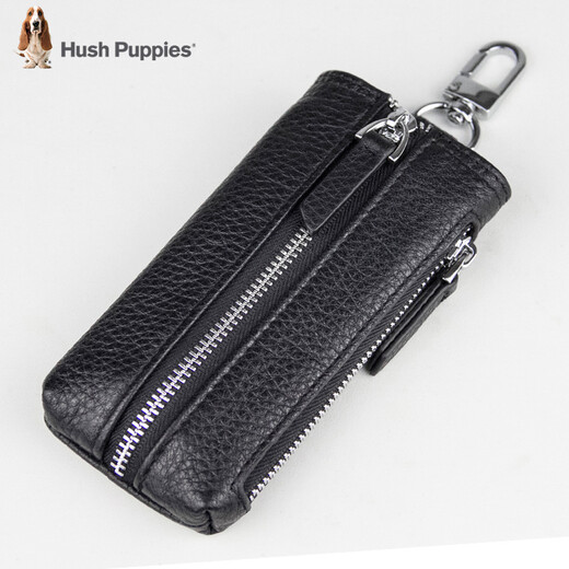 暇步士（Hush Puppies）男士钥匙包真皮时尚头层牛皮钥匙扣多功能软皮锁匙包钥匙包男 黑色