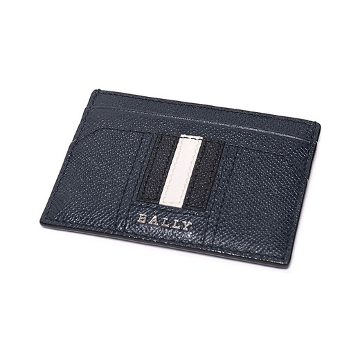 BALLY's new product men's leather card holder card holder bag THAR LT 17 dark blue black and white stripes
