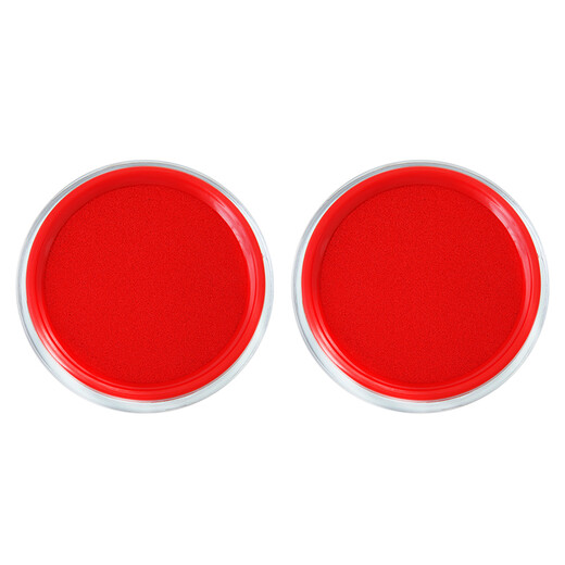 得力（deli） 快干秒干印台印油橡皮章印泥 财务专用印油 【2个装】圆形印台 红色