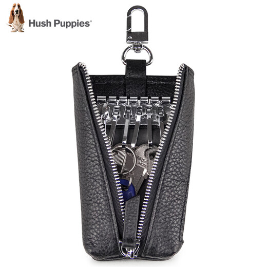Hush Puppies large capacity key bag for men and women universal multi-functional top layer cowhide key bag soft leather men's key button