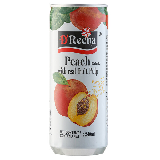 Malaysia imported D'Reena peach pulp drink peach juice 240ml*6 (6 cans)