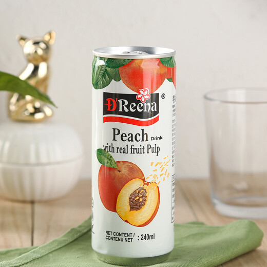 Malaysia imported D'Reena peach pulp drink peach juice 240ml*6 (6 cans)