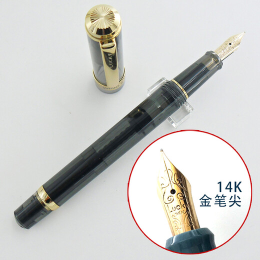 
Yongsheng 698 transparent demonstration piston 14k gold pen 002 semi-transparent black gold clip 14k gold pen nib 0.5 0.5mm