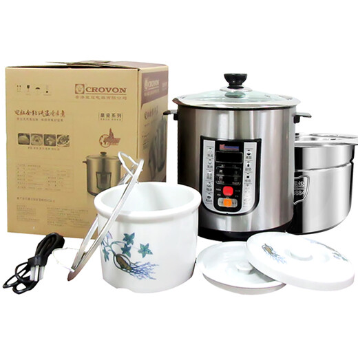 CROVON food grade 304 stainless steel electric stew pot water-proof stew multifunctional household fully automatic intelligent soup cooking porridge pot casserole porridge stew lemon paste electric stew pot large capacity health pot SM model (8L steel bladder + 3.5L stew pot) suitable for 7-8 8L