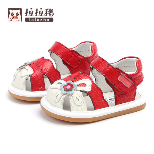 Lala Pig (lalazhu) new summer children's sandals, toddler functional shoes, girls' baby shoes, baby soft-soled toddler shoes, children's princess shoes 1-3 years old, big red size 22/inner length 14.5cm (suitable for feet 14cm long)