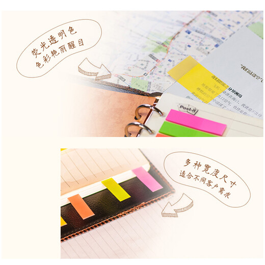 
3M Instruction Tag Two-color Bookmark Index Sticker Can repeatedly paste note paper sticky notes 687-5 11mm*42mm 17 pieces*5 colors