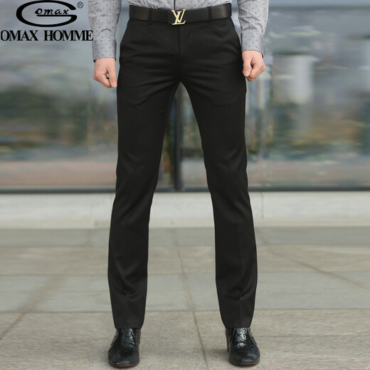 OMAX suit men's suit Korean style slim three-piece suit business casual professional formal suit groom and best man wedding dress black two-button top + trousers + vest 160/S (100 Jin Jin is equal to about 0.5 kg)