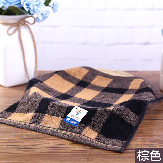 Gold number pure cotton men's business plaid couple's square towel, children's face towel, sweat towel, travel towel, soft, water-absorbent, thick and durable 36*36CM blue